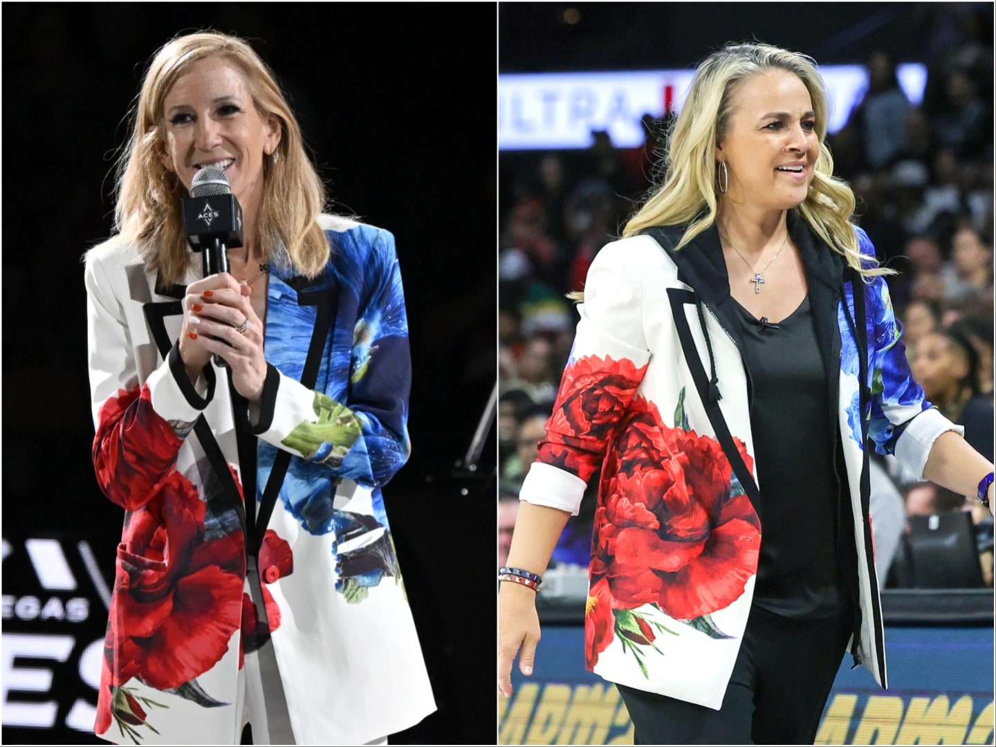 Image may contain Becky Hammon Duet Performer Person Adult People Electrical Device Microphone and Accessories