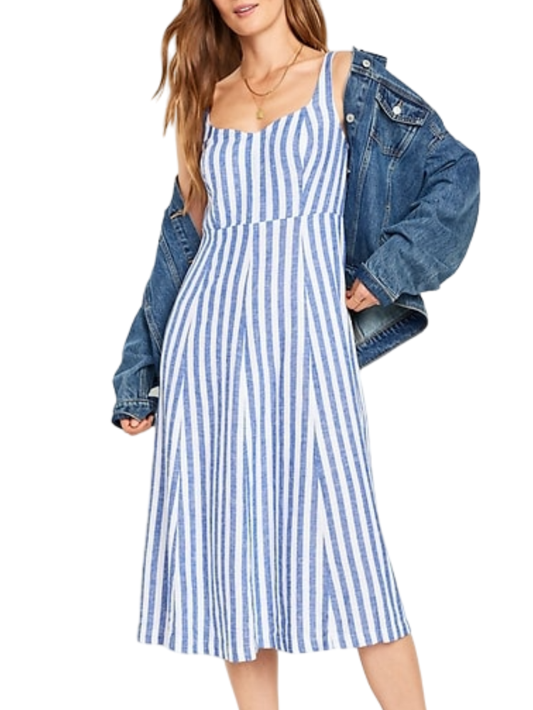 Fit & Flare Linen-Blend Midi Dress