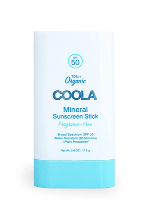 COOLA Organic Mineral Sunscreen SPF 50 Sunblock Stick on a white background