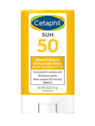 Cetaphil Sheer Mineral Sunscreen Stick on a white background